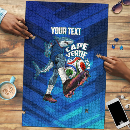 Personalized Cape Verde Football Puzzle Blue Shark Mascot Cabo Verdean - Gradient Art