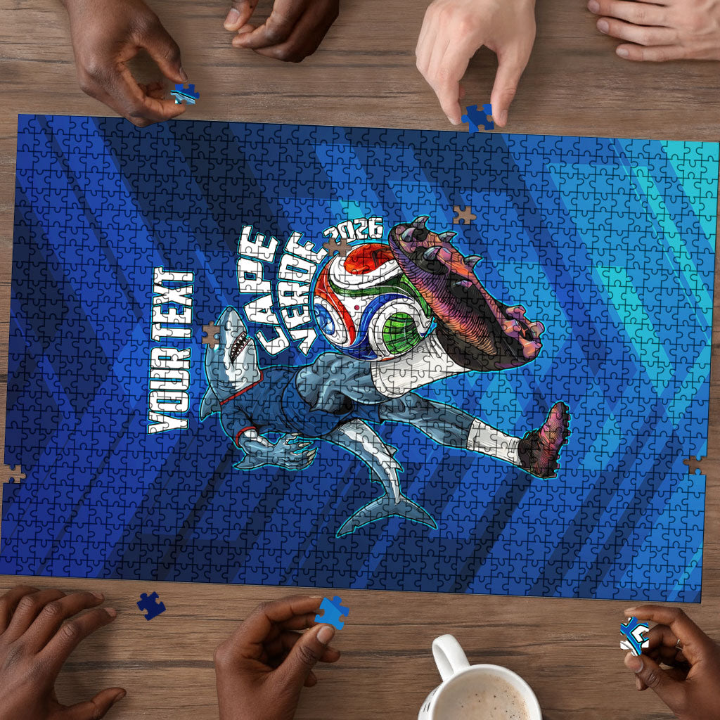Personalized Cape Verde Football Puzzle Blue Shark Mascot Cabo Verdean - Gradient Art