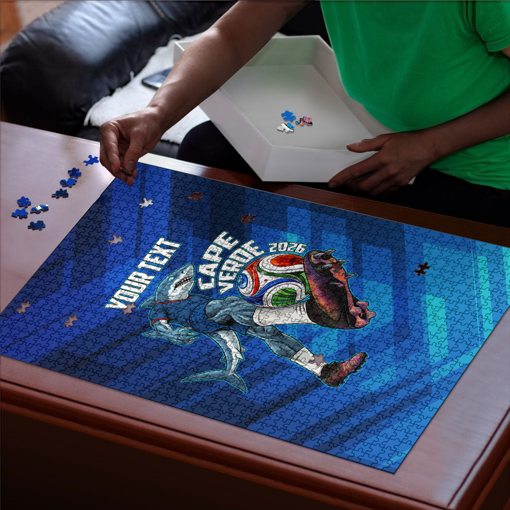 Personalized Cape Verde Football Puzzle Blue Shark Mascot Cabo Verdean - Gradient Art