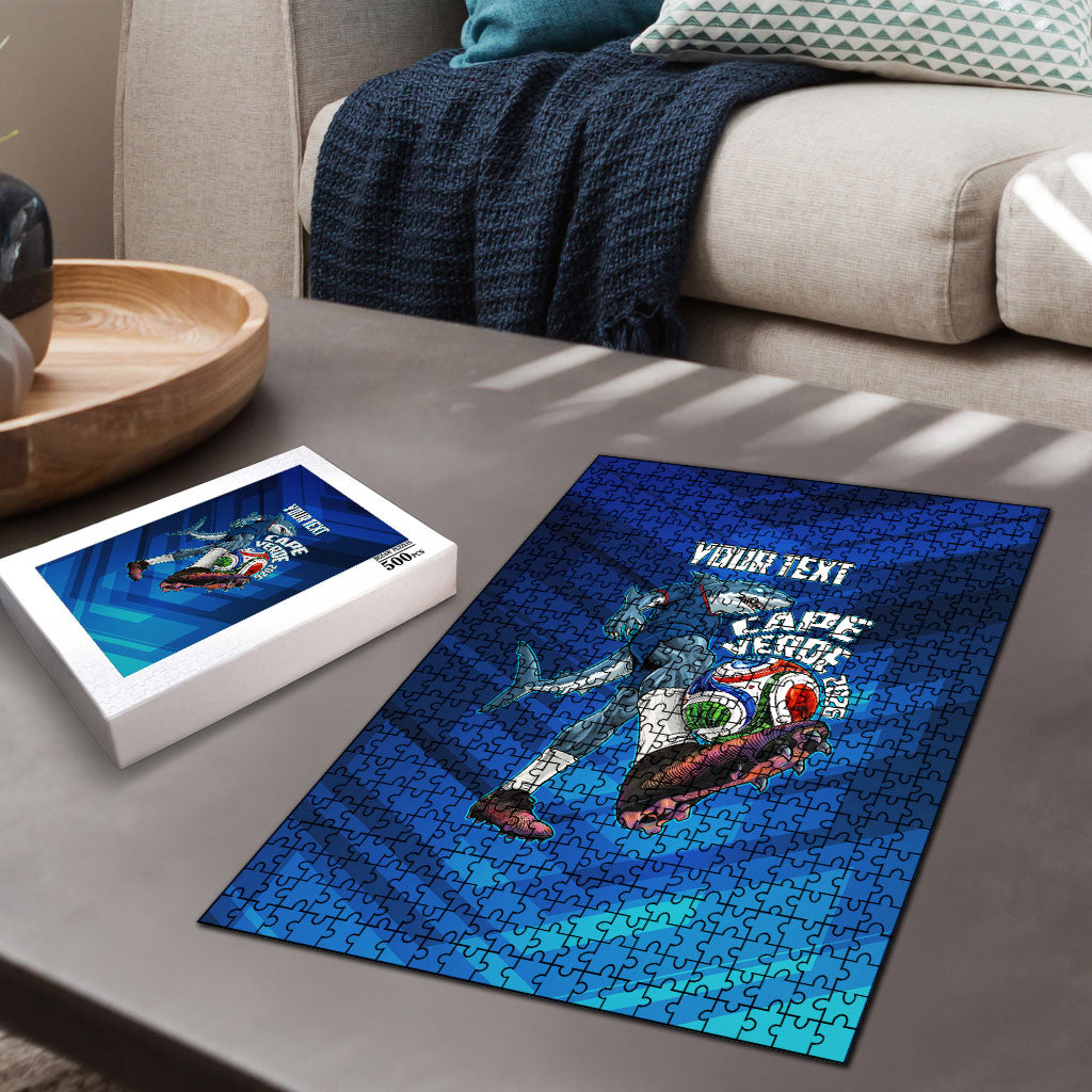 Personalized Cape Verde Football Puzzle Blue Shark Mascot Cabo Verdean - Gradient Art