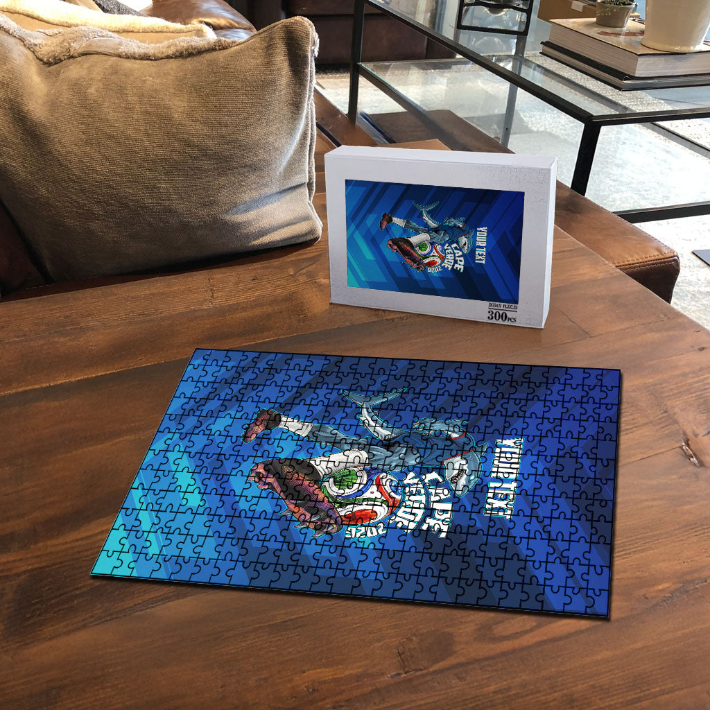 Personalized Cape Verde Football Puzzle Blue Shark Mascot Cabo Verdean - Gradient Art