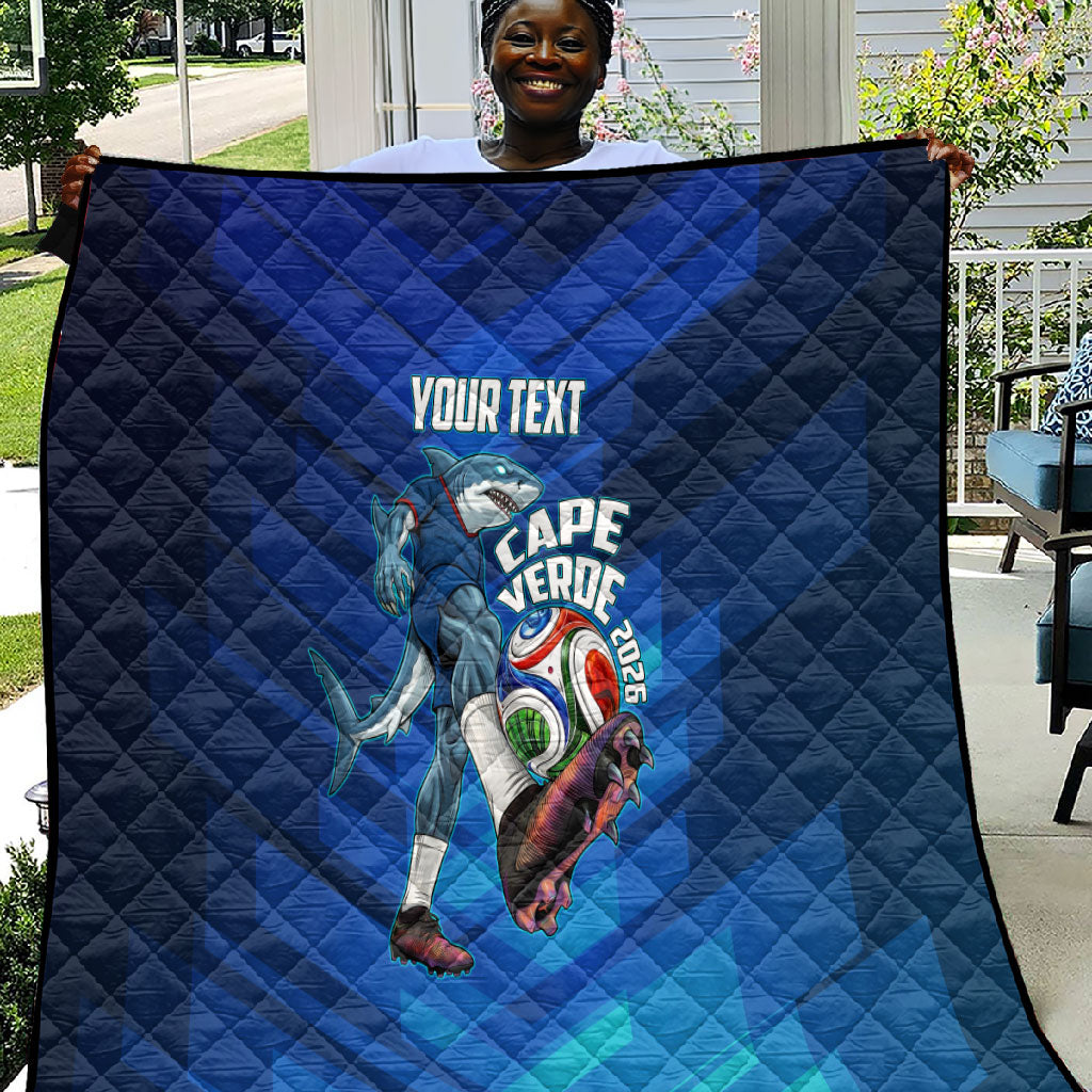 Personalized Cape Verde Football Quilt Blue Shark Mascot Cabo Verdean - Gradient Art