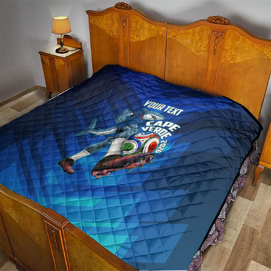 Personalized Cape Verde Football Quilt Blue Shark Mascot Cabo Verdean - Gradient Art
