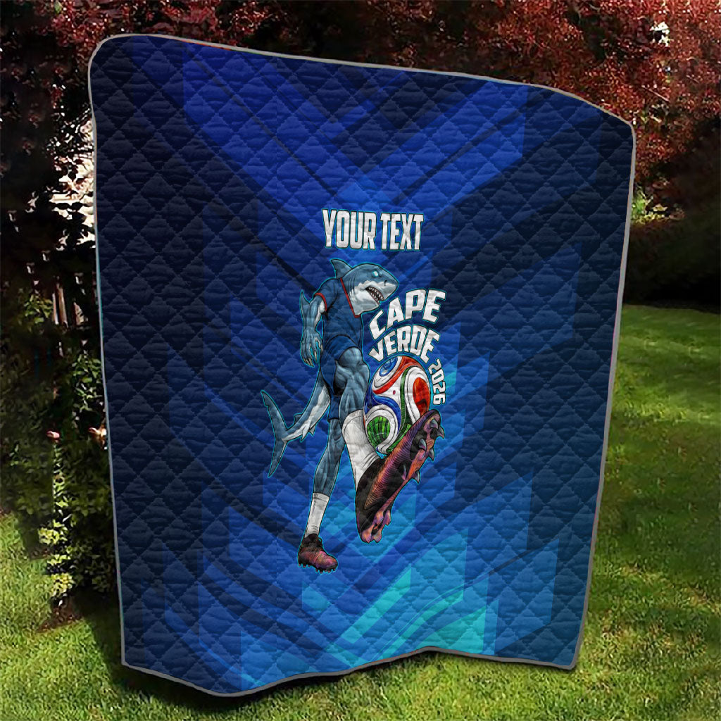 Personalized Cape Verde Football Quilt Blue Shark Mascot Cabo Verdean - Gradient Art