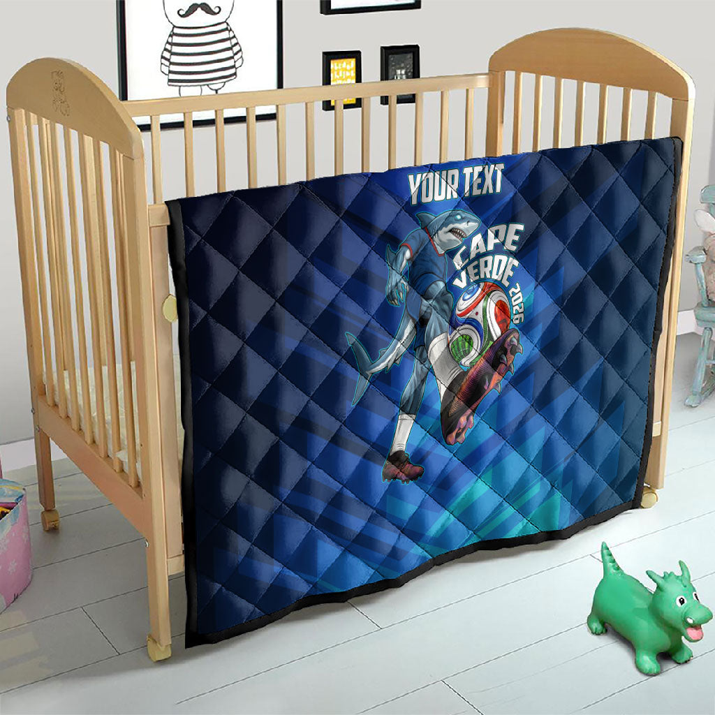 Personalized Cape Verde Football Quilt Blue Shark Mascot Cabo Verdean - Gradient Art