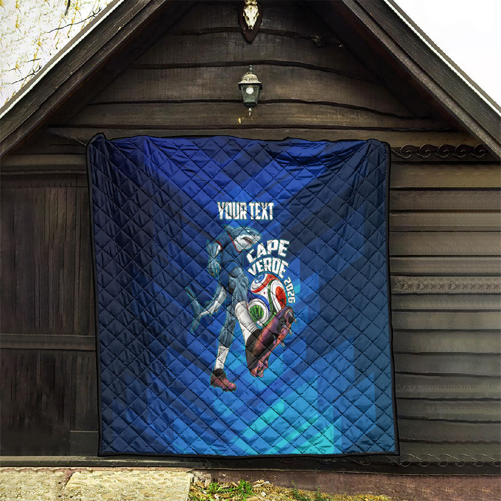 Personalized Cape Verde Football Quilt Blue Shark Mascot Cabo Verdean - Gradient Art