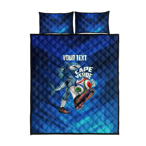 Personalized Cape Verde Football Quilt Bed Set Blue Shark Mascot Cabo Verdean - Gradient Art