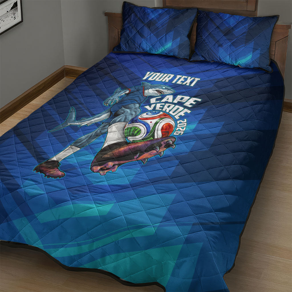 Personalized Cape Verde Football Quilt Bed Set Blue Shark Mascot Cabo Verdean - Gradient Art