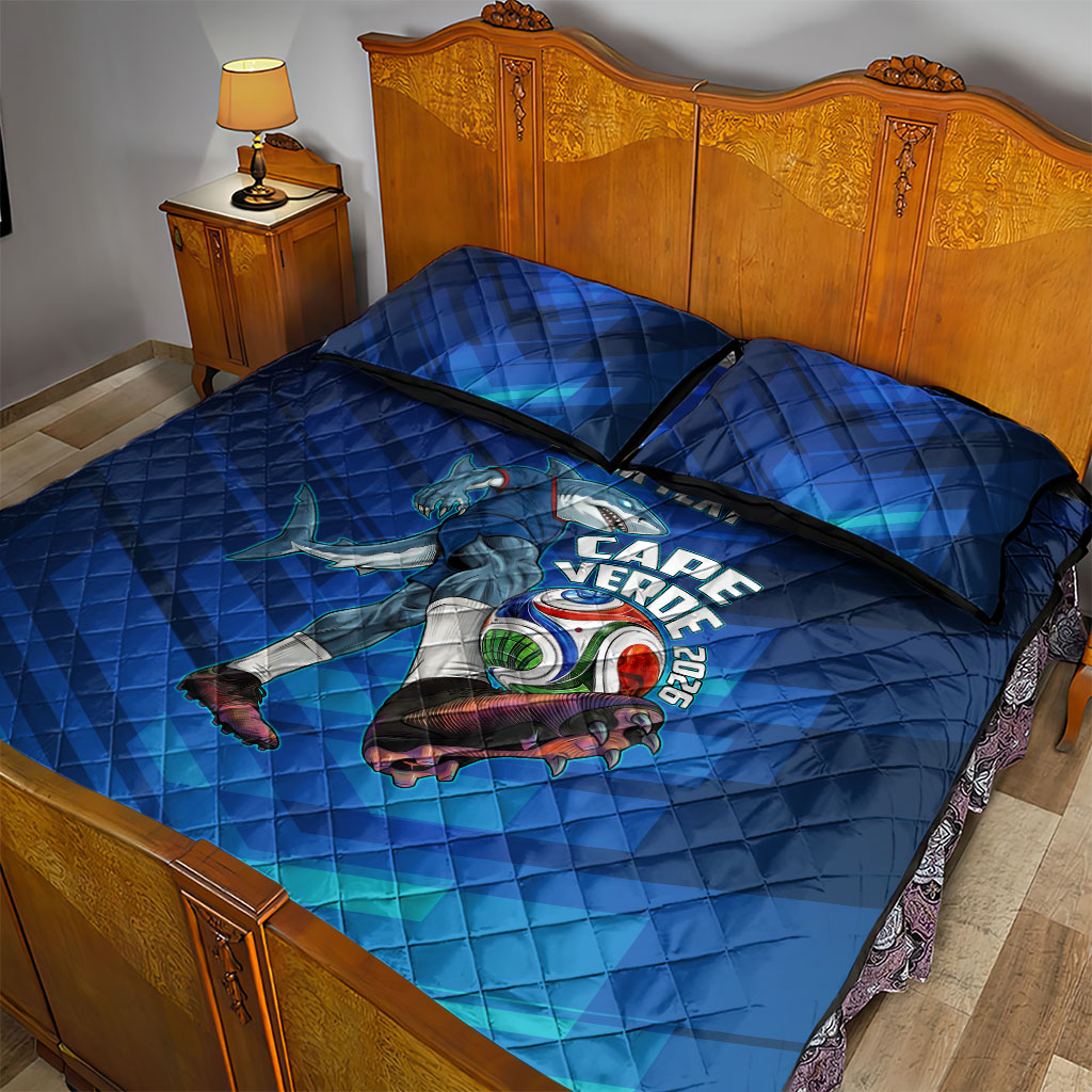 Personalized Cape Verde Football Quilt Bed Set Blue Shark Mascot Cabo Verdean - Gradient Art