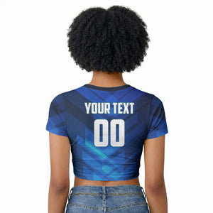 Personalized Cape Verde Football Raglan Cropped T shirt Blue Shark Mascot Cabo Verdean - Gradient Art