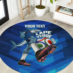 Personalized Cape Verde Football Round Carpet Blue Shark Mascot Cabo Verdean - Gradient Art