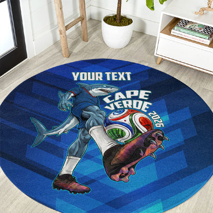 Personalized Cape Verde Football Round Carpet Blue Shark Mascot Cabo Verdean - Gradient Art