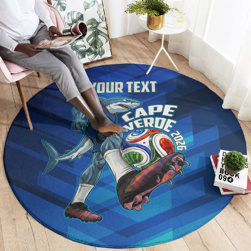 Personalized Cape Verde Football Round Carpet Blue Shark Mascot Cabo Verdean - Gradient Art