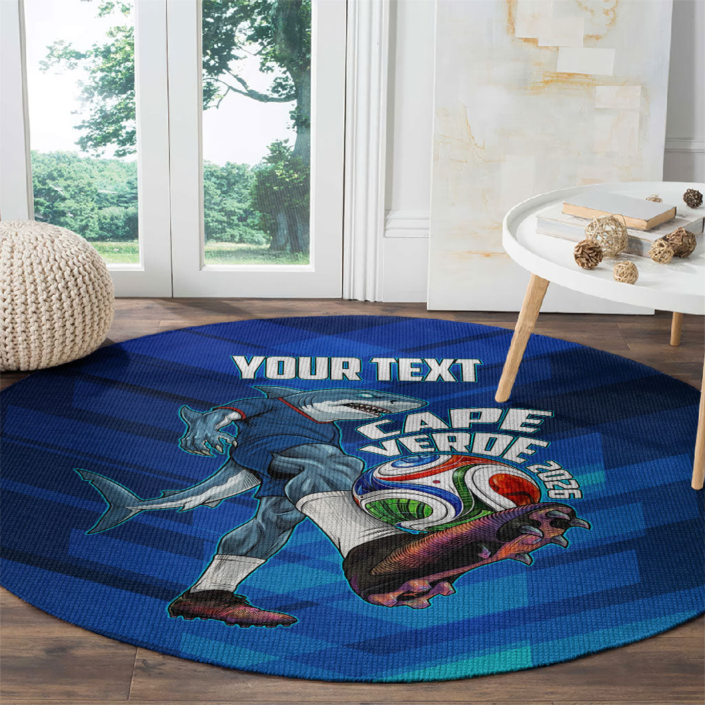 Personalized Cape Verde Football Round Carpet Blue Shark Mascot Cabo Verdean - Gradient Art