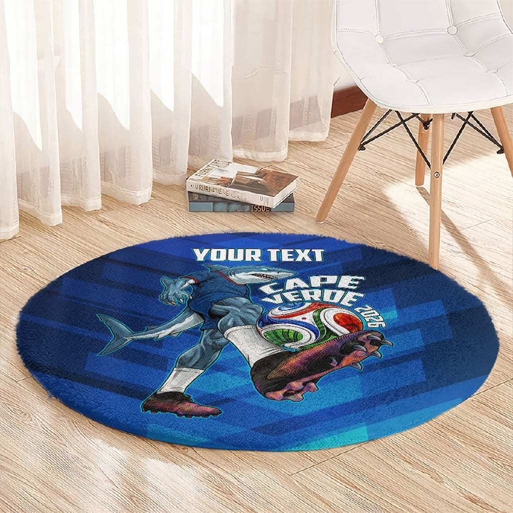 Personalized Cape Verde Football Round Carpet Blue Shark Mascot Cabo Verdean - Gradient Art