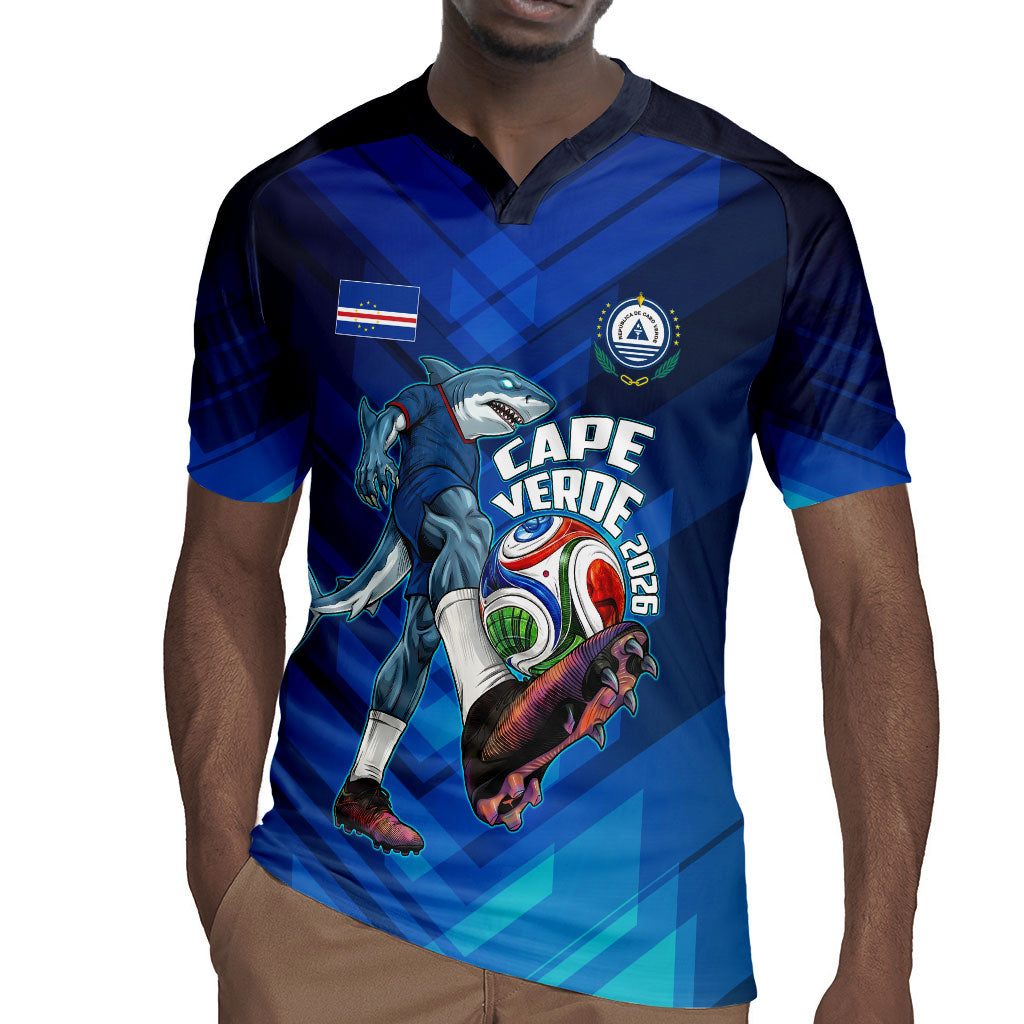 Personalized Cape Verde Football Rugby Jersey Blue Shark Mascot Cabo Verdean - Gradient Art