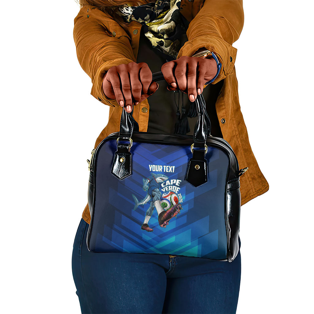 Personalized Cape Verde Football Shoulder Handbag Blue Shark Mascot Cabo Verdean - Gradient Art