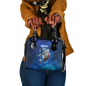 Personalized Cape Verde Football Shoulder Handbag Blue Shark Mascot Cabo Verdean - Gradient Art