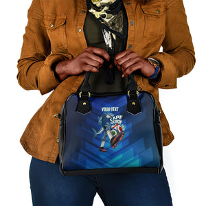 Personalized Cape Verde Football Shoulder Handbag Blue Shark Mascot Cabo Verdean - Gradient Art