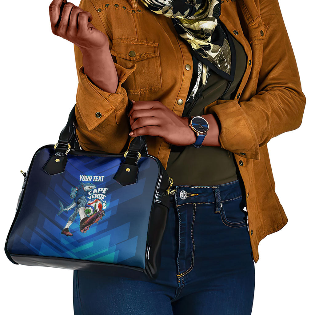 Personalized Cape Verde Football Shoulder Handbag Blue Shark Mascot Cabo Verdean - Gradient Art