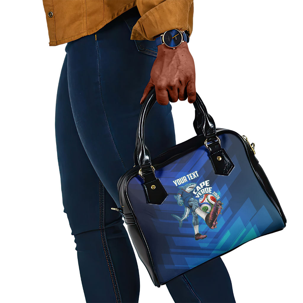 Personalized Cape Verde Football Shoulder Handbag Blue Shark Mascot Cabo Verdean - Gradient Art