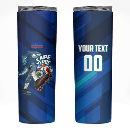Personalized Cape Verde Football Skinny Tumbler Blue Shark Mascot Cabo Verdean - Gradient Art