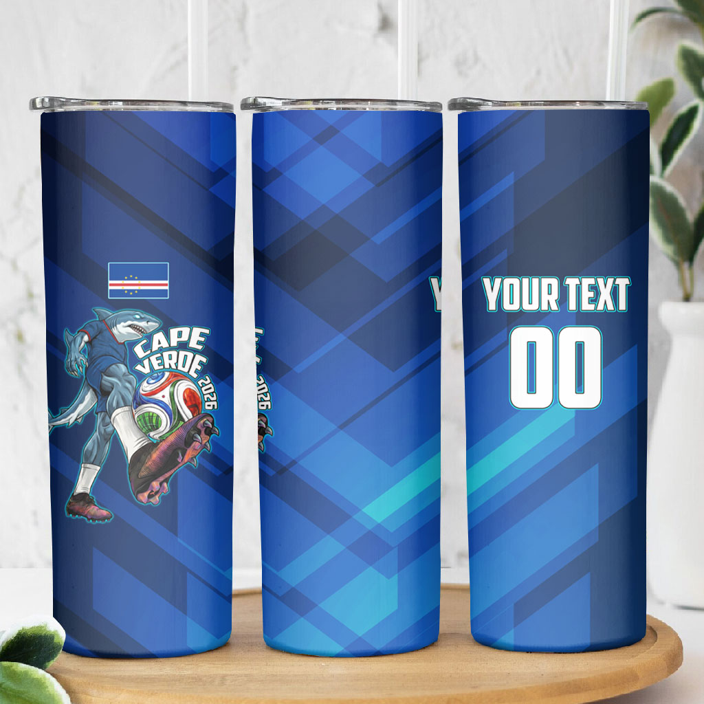 Personalized Cape Verde Football Skinny Tumbler Blue Shark Mascot Cabo Verdean - Gradient Art