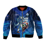 Personalized Cape Verde Football Sleeve Zip Bomber Jacket Blue Shark Mascot Cabo Verdean - Gradient Art
