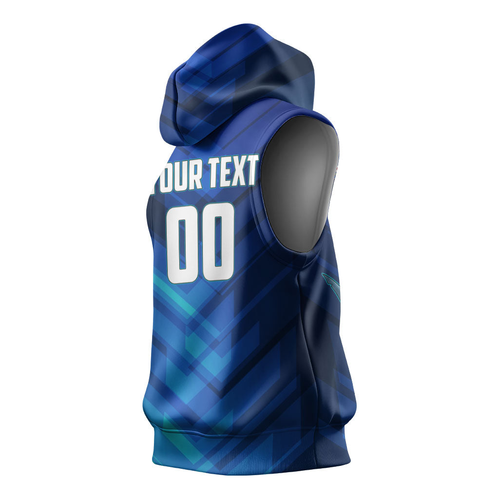 Personalized Cape Verde Football Sleeveless Hoodie Blue Shark Mascot Cabo Verdean - Gradient Art