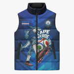 Personalized Cape Verde Football Sleeveless Puffer Jacket Blue Shark Mascot Cabo Verdean - Gradient Art