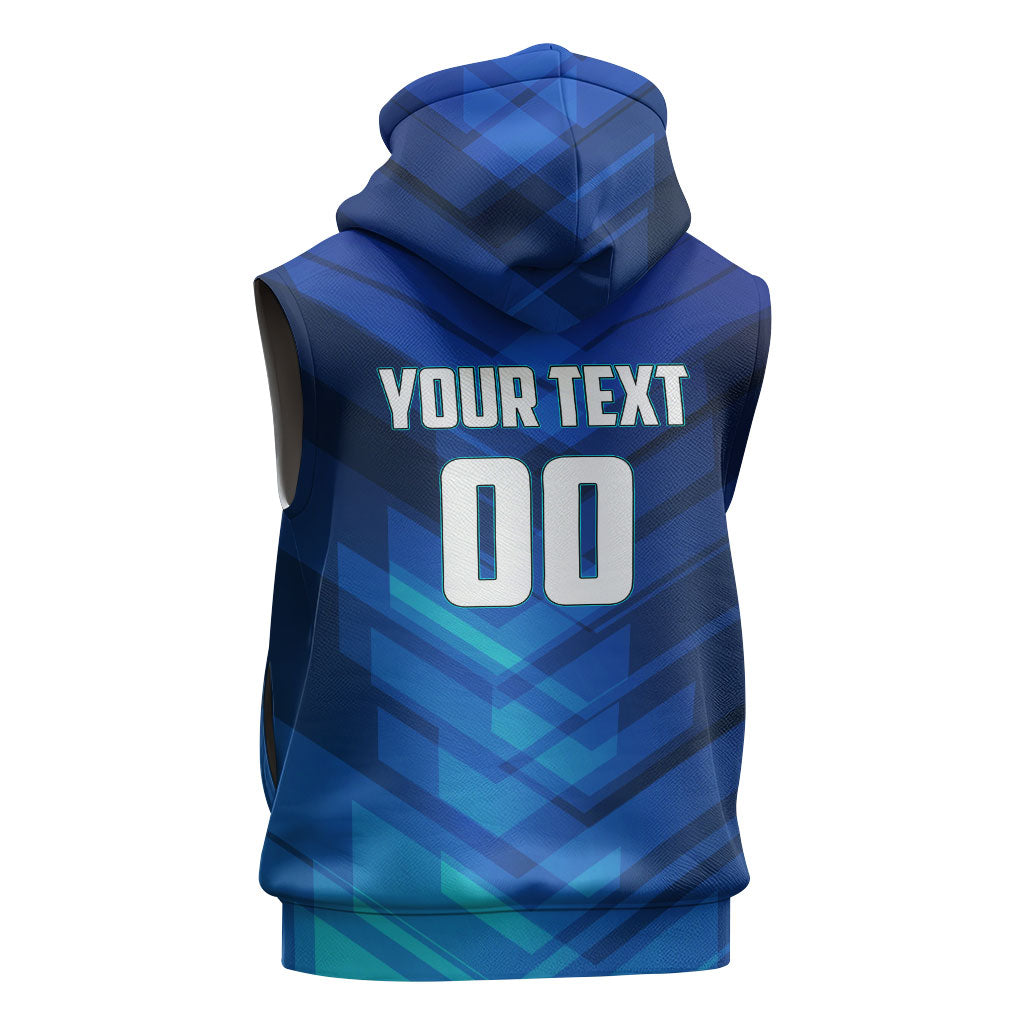Personalized Cape Verde Football Sleeveless Zip Hoodie Blue Shark Mascot Cabo Verdean - Gradient Art
