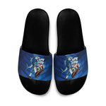 Personalized Cape Verde Football Slide Sandals Blue Shark Mascot Cabo Verdean - Gradient Art