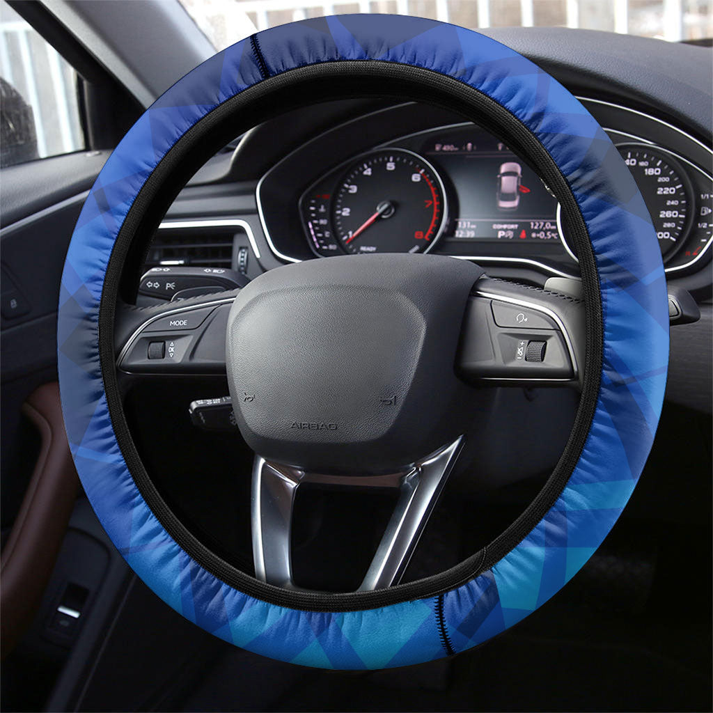 Cape Verde Football Steering Wheel Cover Blue Shark Mascot Cabo Verdean - Gradient Art