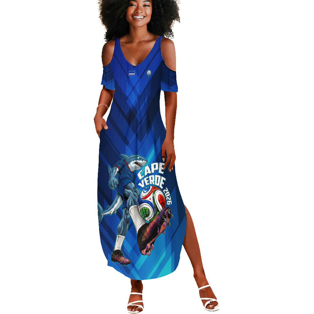 Personalized Cape Verde Football Summer Maxi Dress Blue Shark Mascot Cabo Verdean - Gradient Art