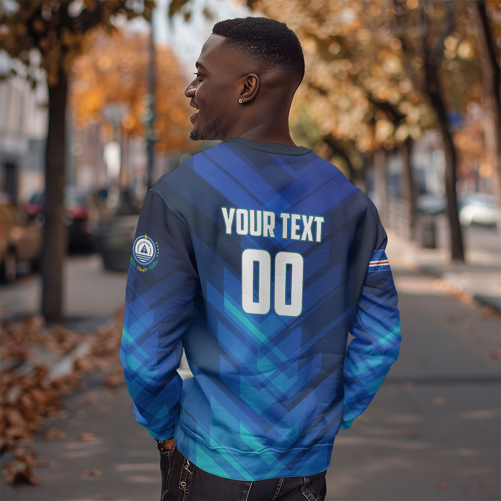Personalized Cape Verde Football Sweatshirt Blue Shark Mascot Cabo Verdean - Gradient Art