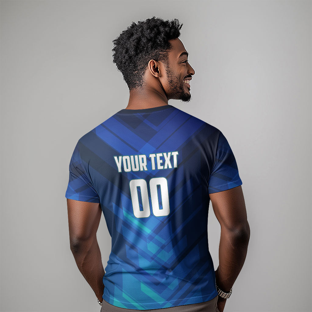 Personalized Cape Verde Football T shirt Blue Shark Mascot Cabo Verdean - Gradient Art