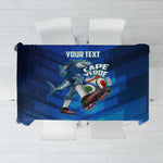 Personalized Cape Verde Football Tablecloth Blue Shark Mascot Cabo Verdean - Gradient Art