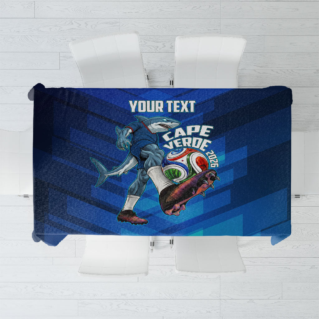 Personalized Cape Verde Football Tablecloth Blue Shark Mascot Cabo Verdean - Gradient Art