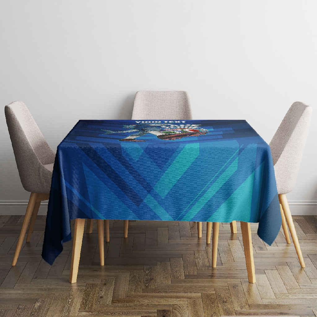 Personalized Cape Verde Football Tablecloth Blue Shark Mascot Cabo Verdean - Gradient Art