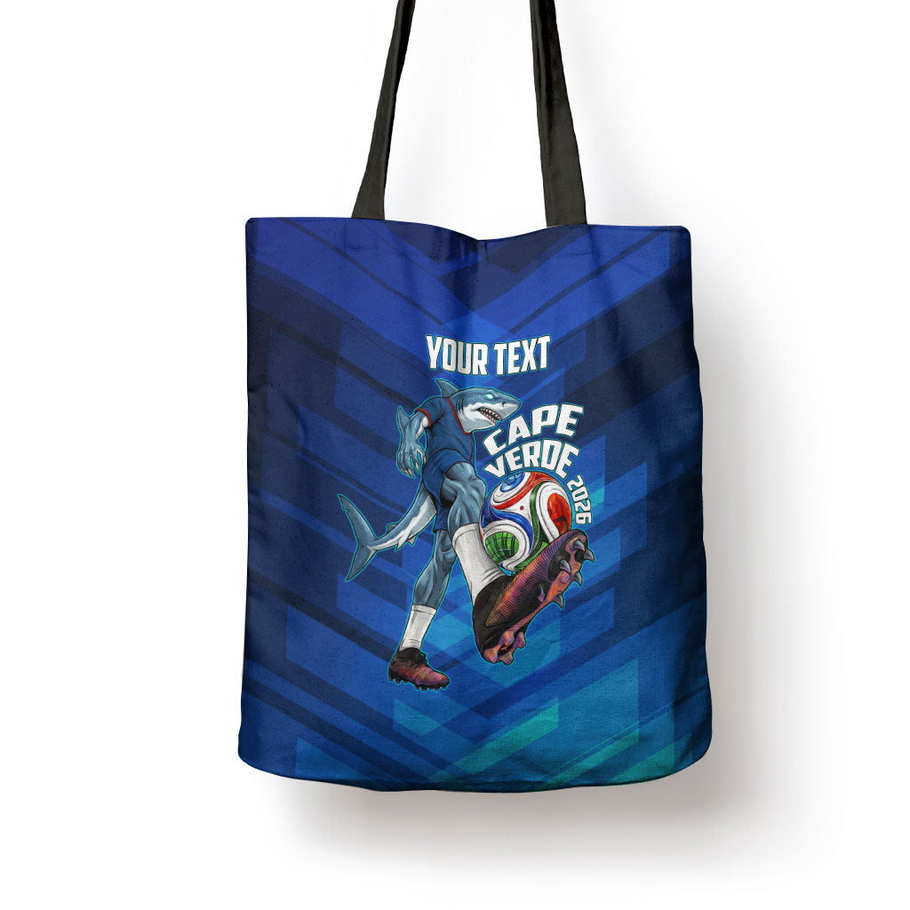 Personalized Cape Verde Football Tote Bag Blue Shark Mascot Cabo Verdean - Gradient Art
