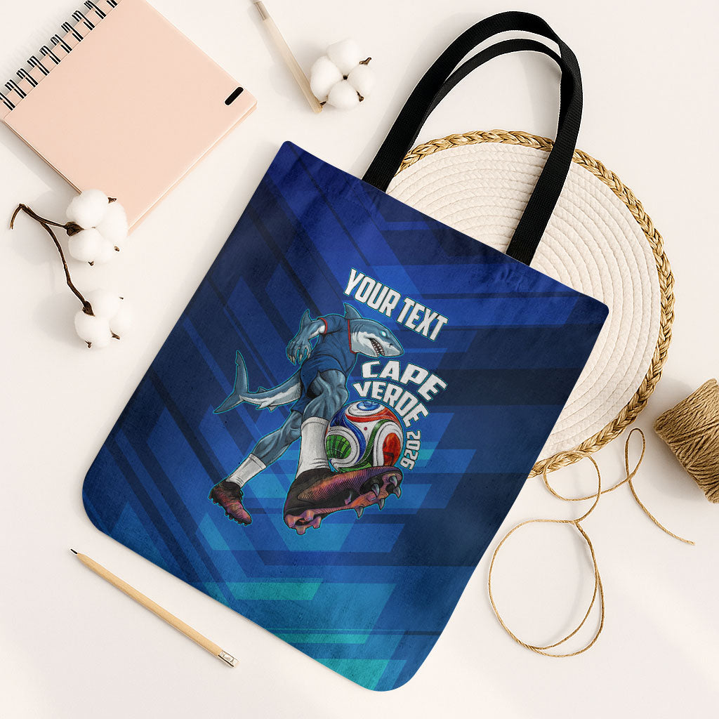 Personalized Cape Verde Football Tote Bag Blue Shark Mascot Cabo Verdean - Gradient Art