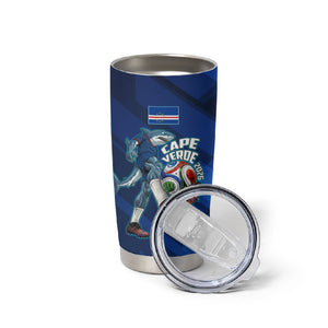 Personalized Cape Verde Football Tumbler Cup Blue Shark Mascot Cabo Verdean - Gradient Art