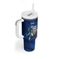 Personalized Cape Verde Football Tumbler With Handle Blue Shark Mascot Cabo Verdean - Gradient Art