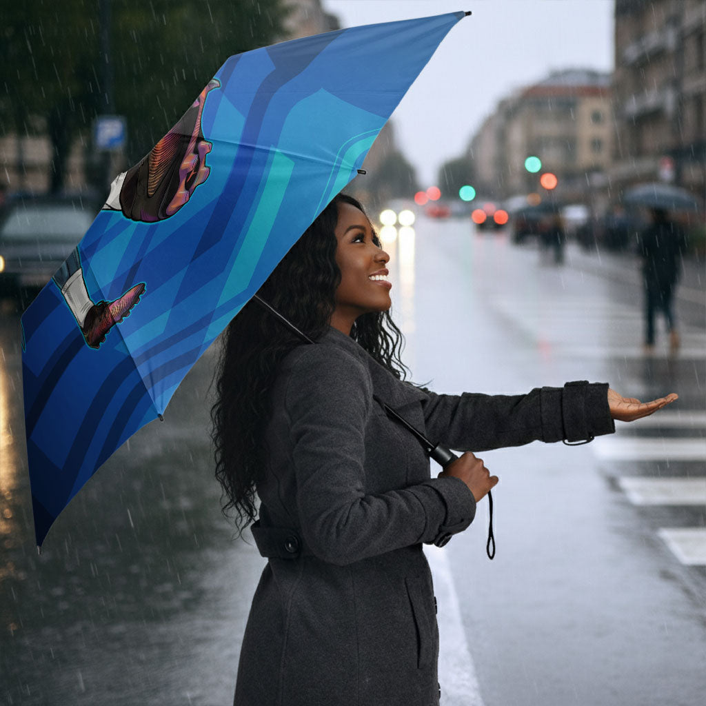 Personalized Cape Verde Football Umbrella Blue Shark Mascot Cabo Verdean - Gradient Art