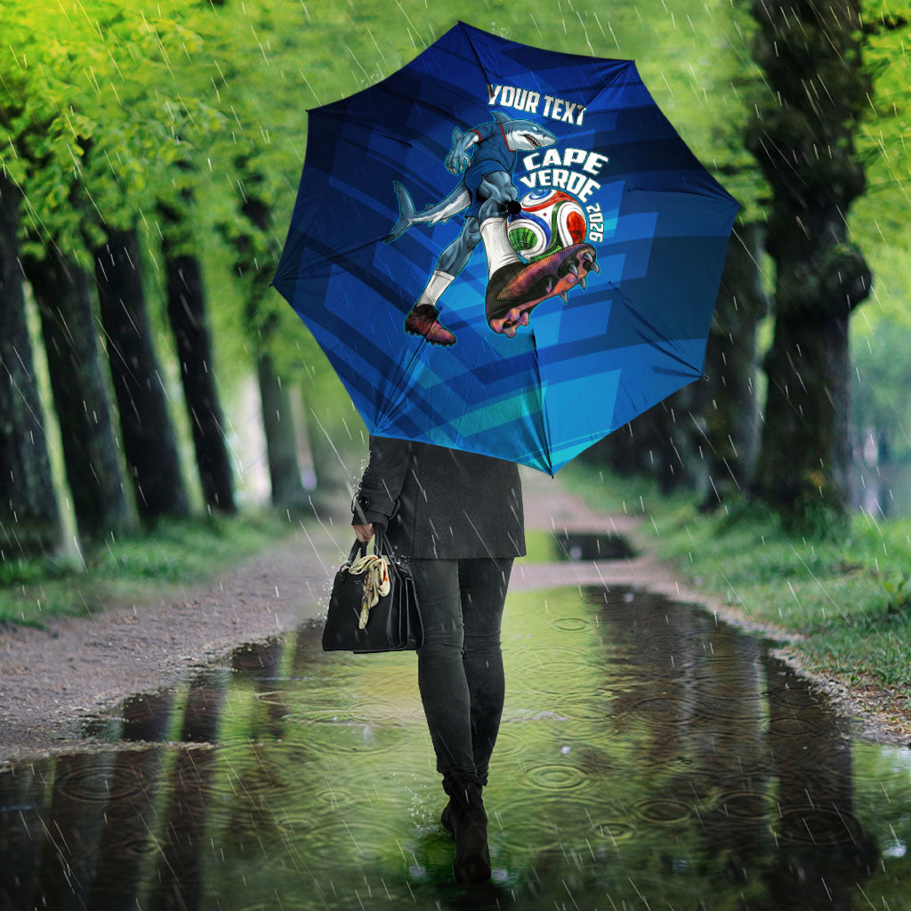 Personalized Cape Verde Football Umbrella Blue Shark Mascot Cabo Verdean - Gradient Art