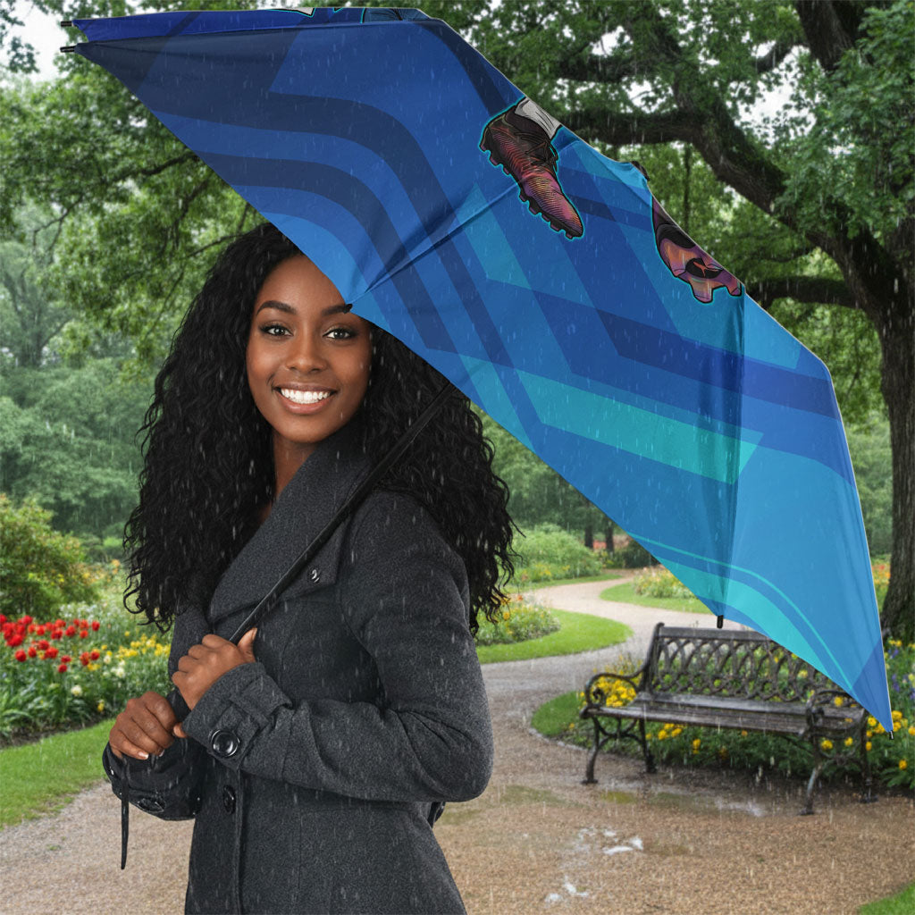 Personalized Cape Verde Football Umbrella Blue Shark Mascot Cabo Verdean - Gradient Art