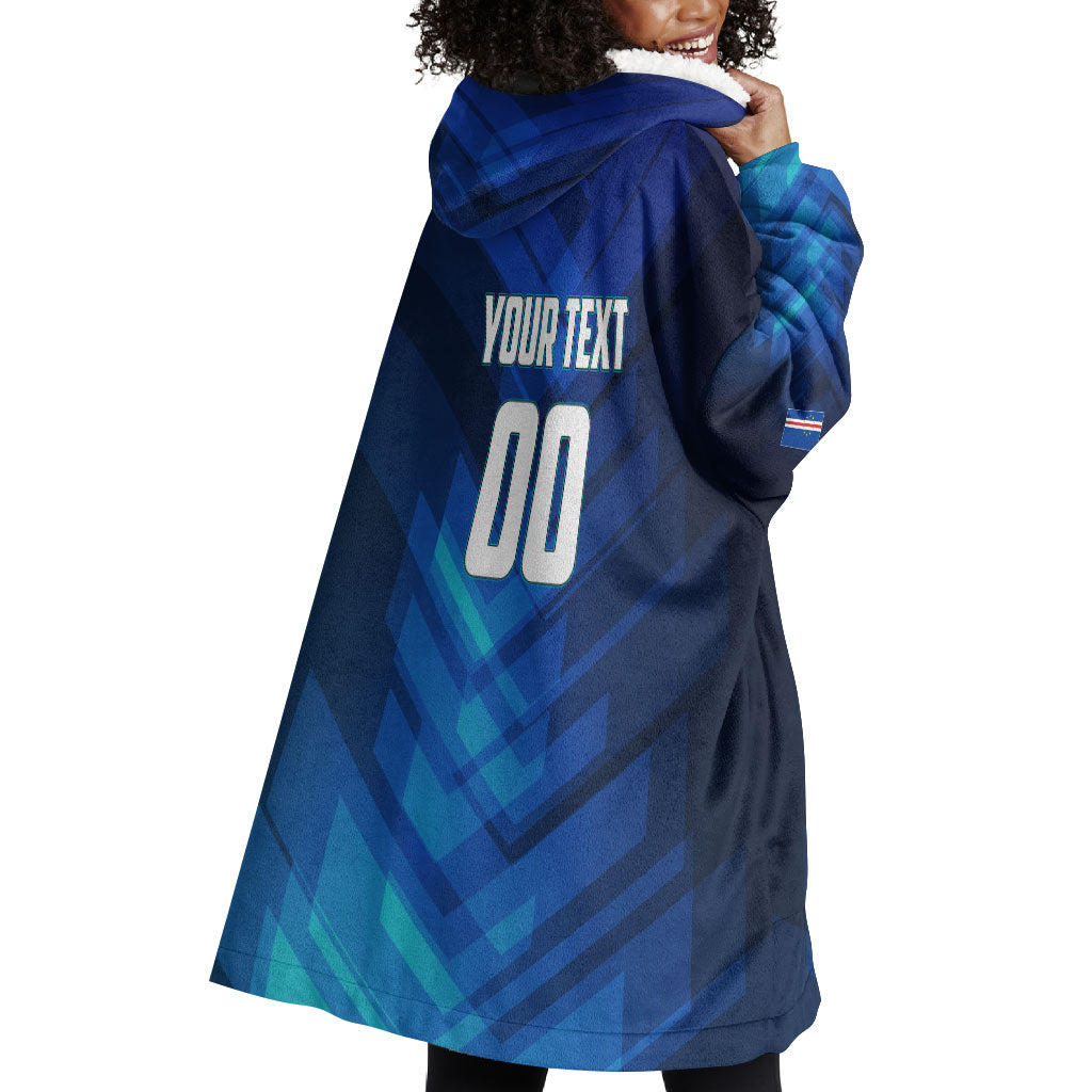 Personalized Cape Verde Football Wearable Blanket Hoodie Blue Shark Mascot Cabo Verdean - Gradient Art