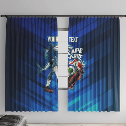 Personalized Cape Verde Football Window Curtain Blue Shark Mascot Cabo Verdean - Gradient Art