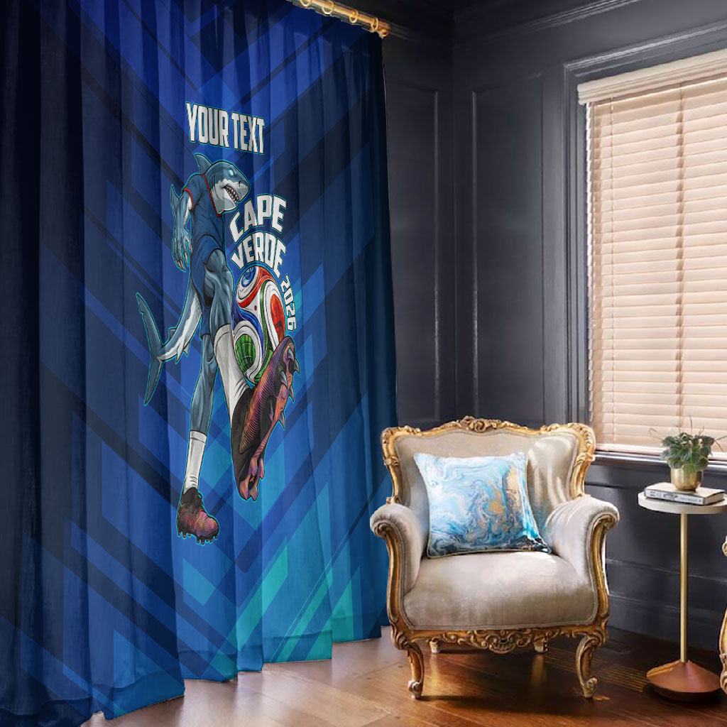 Personalized Cape Verde Football Window Curtain Blue Shark Mascot Cabo Verdean - Gradient Art