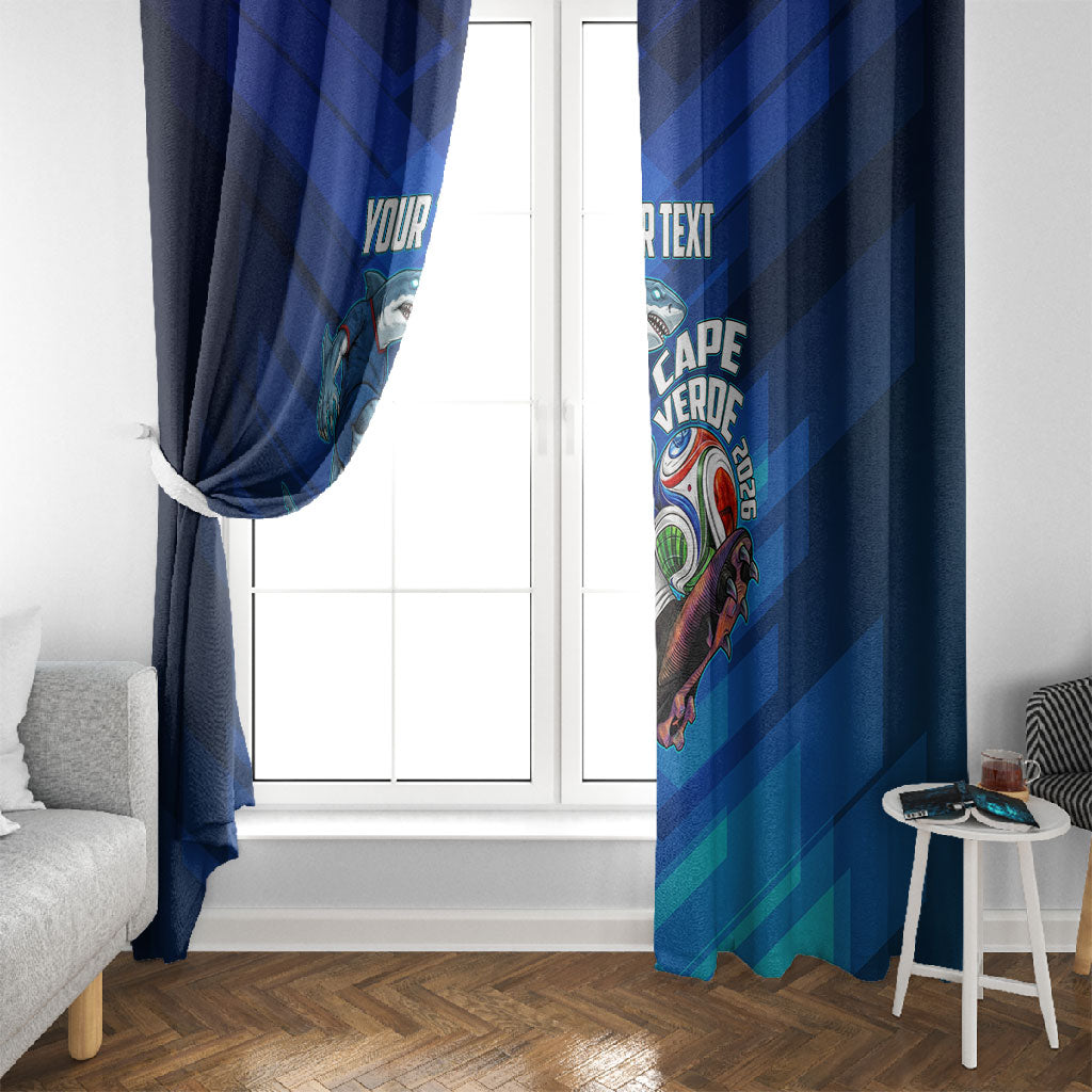 Personalized Cape Verde Football Window Curtain Blue Shark Mascot Cabo Verdean - Gradient Art
